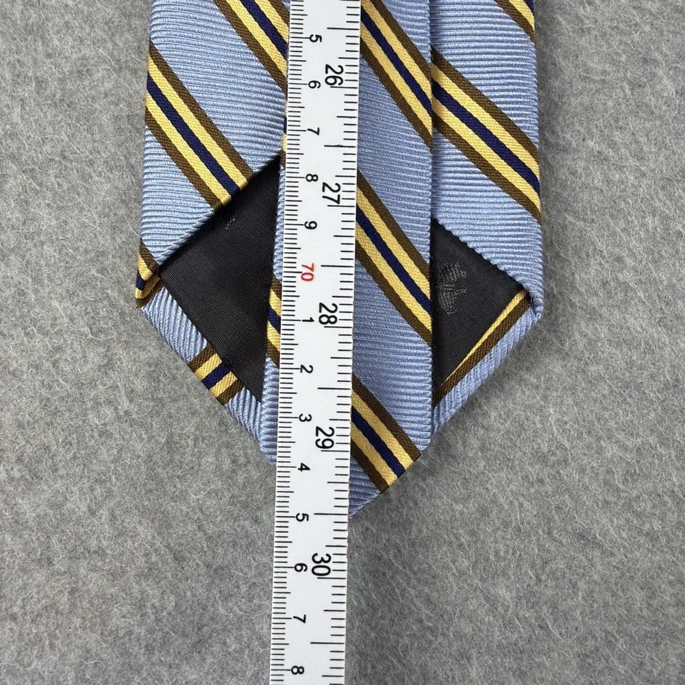 Vintage Brooks Brothers Makers Silk Tie Blue Gold Regimental Stripe USA 59x3.6